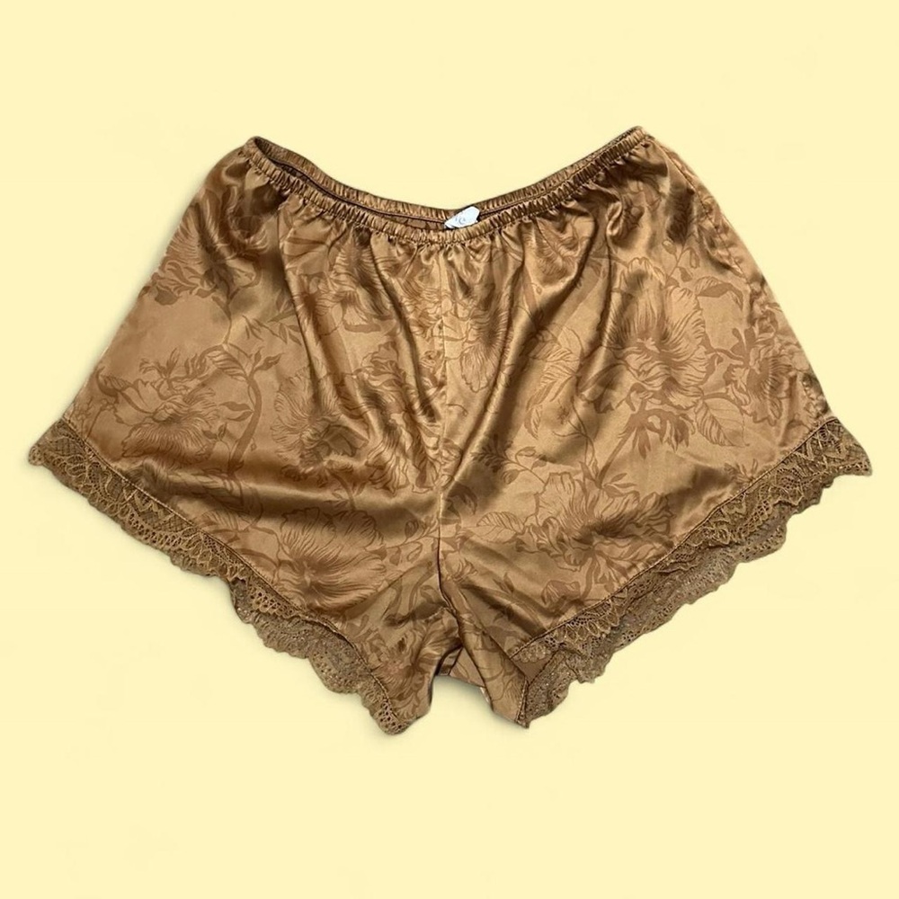 Brown Floral Lace Trim Panties